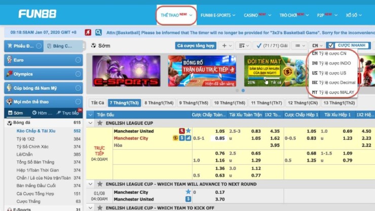 Đặt cược tại nhà cái trực tuyến Fun88 Vietnam